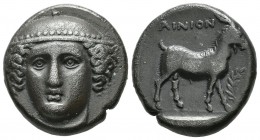Thrace, Ainos. Circa 374/3-372/1 BC. AR Tetradrachm (24mm, 15.25g). Head of Hermes facing slightly left, wearing petasos / Goat standing right; wreath...