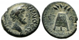 Cappadocia, Caesarea. Antoninus Pius, 138-161 AD. AE (18mm, 4.39g). [...] ΝƐΙΝΟС СƐ, laureate head of Antoninus Pius, right. / ƐΤ Θ. Kalathos on tripo...