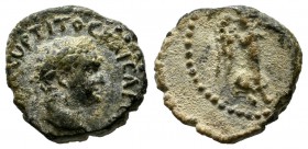 Cappadocia, Caesarea. Titus, AD.79-81. AR Hemidrachm (15mm, 1.94g). AYTOKPATWP TITOC KAICAP CԐBA, Laureate head right / Nike advancing right, holding ...