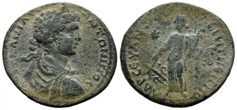 Caracalla, 198-217 AD. AE (28mm, 15.57g). AV KAI M AVP ANTΩNINOC, laureate, drap...