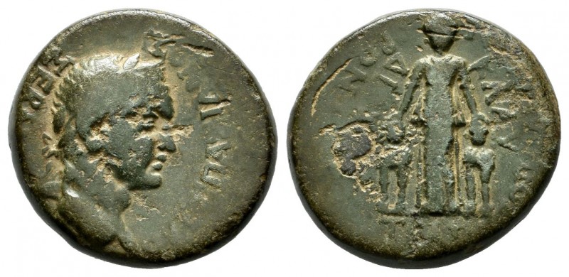Caria, Trapezopolis. Vespasian, AD.69-79. AE (18mm, 5.73g). Klaudios Orontes, ma...