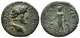 Galatia, Savatra. Antoninus Pius (138-161). AE (20mm, 5.02g). AYT KAI AΔP ANTΩNINOC. Laureate, draped and cuirassed bust right / CAVATREΩΝ. Athena sta...
