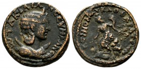 Lycaonia, Barata. Otacilia Severa, Augusta, 244-249 AD. AE (21mm, 6.32g). Draped bust right, wearing stephane, with crescent at shoulders / Tyche seat...