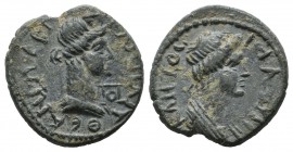 Lydia, Hermocapelia. Pseudo-autonomous. Time of Trajan to Hadrian, AD.98-138. AE (15mm, 2.47g). ΘΕΑN ΡΩ ЄΡΜΟΚΑΠΗΛΙ, turreted and draped bust of Roma, ...