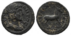 Lydia, Hierocaesaraea. Pseudo-autonomous. Time of Nero to Hadrian (54-138). AE (16mm, 2.79g). CYNKΛHTOC. Draped bust of the senate right / IEPOKAICAPE...