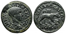 Lydia, Philadelphia. Philip II. as Caesar, 244-247 AD. AE (22mm, 5.21g). M IOV • ΦIΛIΠΠOC KAICAP, draped and cuirassed bust right / ΦΛ ΦIAΔEΛΦЄΩN, pan...