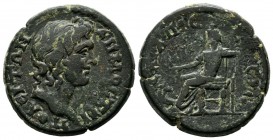 Lydia, Tripolis. Pseudo-autonomous. Time of the Antonines (138-192). AE (25mm, 11.73g). ΔHMOC TPIΠOΛЄITΩN. Bare head of Demos right / CAPAΠIC SЄVC. Ze...