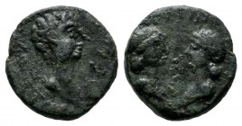 Mysia, Kyzikos. Britannicus, with Octavia and Antonia, 41-55 AD. AE (12mm, 1.32g). NЄOC ΓЄPMANIKOC / K - Y. Bare head of Britannicus right. / AN OKTA....