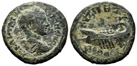 Mysia, Kyzikos. Elagabalus 218-222 AD. AE (23mm, 6.89g). ΑV ΚΑΙ Μ ΑVΡΗ ΑΝΤΩΝƐΙΝΟС, laureate, draped and cuirassed bust of Elagabalus, right. / ΚVΖΙΚΗΝ...
