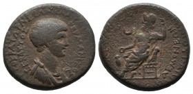 Phrygia, Acmoneia. Nero, AD 54-68. AE (17mm, 4.09g). L. Servenius Capito, c.55. AVTOKPATΩP NEPΩN KΛAYΔIOΣ KAIΣAP ΣEBAΣTOΣ ΓEPMANIKOΣ. Draped bust of N...