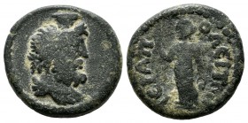 Phrygia, Hierapolis. Circa 300-200 BC. AE (19mm, 5.32g). Draped bust of Serapis right, wearing calathus / ΙЄΡΑΠOΛЄΙΤΩΝ. Isis standing left, holding si...