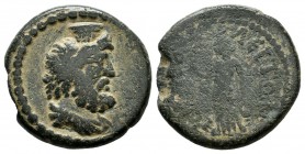 Phrygia, Hierapolis. Pseudo-autonomous, 2nd-3rd centuries AD. AE (20mm, 5.50g). Draped bust of Serapis right, wearing calathus. / ΙЄΡΑΠOΛЄΙΤΩΝ. Isis s...