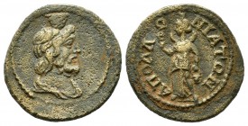 Pisidia, Apollonia Mordiaeum. Pseudo-autonomous. 2nd-3rd century AD. AE (17mm, 3.36g). Draped bust of Serapis right, wearing calathus. / ΑΠOΛΛΩNΙAΤΩΝ,...