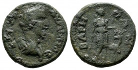 Pisidia, Baris. Marcus Aurelius, 138-161 AD. AE (20mm, 6.87g). KAICAΡ AYΡHΛIOC, Laureate head right / BAΡHNΩN, Artemis standing right, holding bow, st...