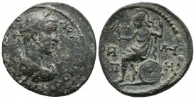 Pontus, Neocaesarea. Volusian, AD.251-253. AE (29mm, 15.72g). AVT K OVOΛOVCCIANOC CEB, Laureate, draped and cuirassed bust right. / ΡΩ-MH / ΡΠ-H. Roma...