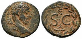 Seleucis and Pieria, Antiocheia ad Orontem. Caracalla, AD.211-217. AE (17mm, 5.98g). AVTOK M A ANTωNЄINOC CЄB, laureate head right/ Large S • C; Є abo...