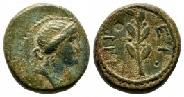 Seleucis and Pieria, Antiochia ad Orontem. Pseudo-autonomous issue. Dated Year 117 (68/69 AD). AE Dichalkon (16mm, 3.99g). Draped bust of Apollo right...
