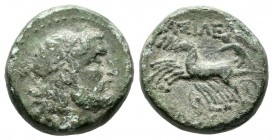 Seleukid Kingdom. Seleukos II Kallinikos, 246-225 BC. AE (15mm, 4.47g). Uncertain mint in Asia Minor. Head of Poseidon right, crowned with kelp and sm...