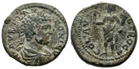 Troas, Alexandreia. Caracalla, 198-217 AD. AE (23mm, 8.14g). M AVREL ANTONINVS, laureate, draped and cuirassed bust right / COL AVG TRO CN (GEN?), Gen...