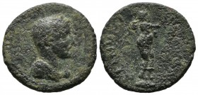 Troas, Alexandreia. Valerian I. 253-260 AD. AE (23mm, 5.68g). IMP LIC VALERIAN. Laureate, draped and cuirassed bust right / COL AVG TROAD. Marsyas sta...