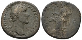 Antoninus Pius, 138-161 AD. AE Sestertius (30mm, 25.21g). Rome mint, struck AD.155-156. ANTONINVS AVG PIVS P P IMP II. Laureate head right. / TR POT X...