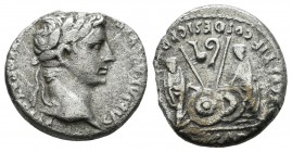 Augustus. (27 BC-AD 14). AR Denarius (17mm, 3.52g). Lugdunum (Lyon) mint. Laureate head right / Caius and Lucius Caesars standing facing, two shields ...