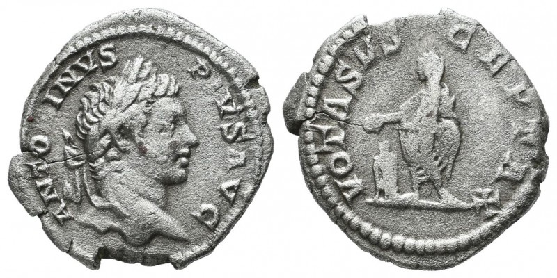 Caracalla, 198-217 AD. AR Denarius (19mm, 3.00g). Rome. ANTONINVS PIVS AVG, laur...