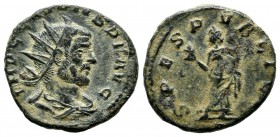 Claudius II Gothicus, 268-270 AD. AE Antoninianus (18mm, 3.57g). IMP CLAVDIVS P F AVG, Radiate, draped and cuirassed bust right. // SPES PVBLICA / P. ...