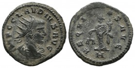 Claudius II Gothicus, AD.268-270. AE antoninianus (19mm, 3.39g). Antioch mint, Struck AD. 268. IMP C CLAVDIVS AVG, radiate, draped, and cuirassed bust...