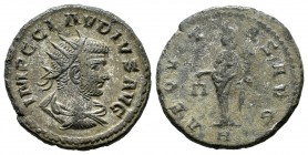 Claudius II Gothicus. AD 268-270. AE Antoninianus (20mm, 2.96g). Antioch mint, AD 268. IMP C CLAVDIVS AVG, radiate head left / AEQVITAS AVG, Aequitas ...