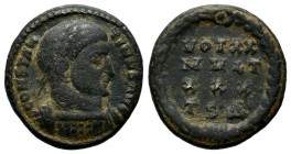 Constantine I. 307/310-337. AE Follis (18mm, 2.83g). Thessalonica, 318-319. CONSTAN-TINVS AVG Laureate and cuirassed bust of Constantine I. to right /...