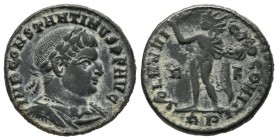 Constantine I. AD 307/10-337. AE Follis (19mm, 3.55g). Rome, AD.314. IMP CONSTANTINVS P F AVG, laureate, draped and cuirassed bust of Constantine I. r...
