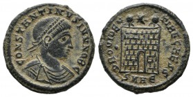 Constantine II. as Caesar AD.317-337. AE Follis (17mm, 3.47g). Heraclea mint. Struck 324 AD. CONSTANTINVS IVN NOB C, laureate, draped and cuirassed bu...