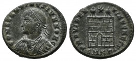 Constantine II. as Caesar AD.325-326. AE Nummus (19mm, 3.56g). Cyzicus. CONSTANTINVS IVN NOB C, laureate, draped and cuirassed bust left / PROVIDENTIA...