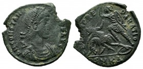 Constantius II. AD.351-354. AE Centenionalis (20mm, 4.15g). Cyzicus mint, 1st. offcina. D N CONSTANTIVS P F AVG, pearl-diademed, draped and cuirassed ...