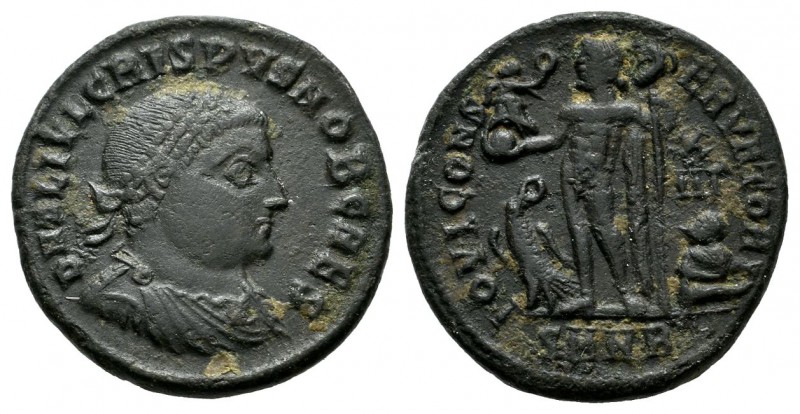 Crispus, AD.316-326. AE Follis (19mm, 3.12g). Heraclea. D N FL IVL CRISPVS NOB C...