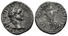 Domitian, AD.81-96. AR Denarius (19mm, 3.07g). Rome. IMP CAES DOMIT AVG GERM P M TR P X, laureate head right / IMP XXI COS XV CENS P P P, Minerva stan...