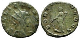 Gallienus, AD.253-268. Æ Antoninianus (17mm, 2.85g). GALLIENVS AVG. Radiate head right. / FORTVNA REDVX. Fortuna standing facing, head left, holding c...
