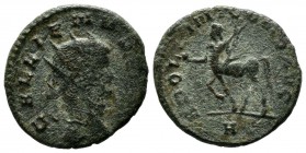Gallienus, AD.253-268. AE Antoninianus (20mm, 2.85g). GALLIENVS AVG, radiate head right / APOLLINI CONS AVG, Centaur walking left, holding globe and t...