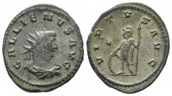 Gallienus, AD.253-268. AE Antoninianus (22mm, 3.70g). Asian Mint. GALLIENVS AVG, radiate, draped, cuirassed bust right / VIRTVS AVG, Soldier standing ...