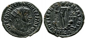 Licinius I. AD.308-324. AE Follis (18mm, 2.37g). Cyzicus mint. IMP C VAL LICIN LICINIVS P F AVG. Radiate, draped and cuirassed bust right. / IOVI CONS...