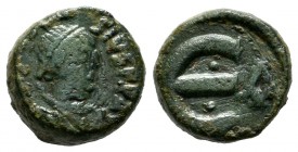 Anastasius I. 491-518 AD. AE Pentanummium (12mm, 2.76g). Constantinople mint, 1st. officina. DN ANA S PP AV, diademed, draped, cuirassed bust right. /...