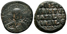 Anonymous Class A2. Attributed to Basil II and Constantine VIII, 970-1092 AD. AE Follis (25mm, 7.07g).Constantinople mint, struck circa AD.976-1030/10...