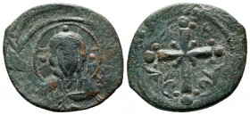Anonymous Class I. Attributed to Nicephorus III Botaniates, 3 April 1078-1 April 1081. AE (22mm, 4.03g). IC - XC, Bust of Christ Pantokrator facing we...