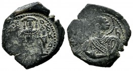 Empire of Nicaea. John III, Ducas-Vatatzes. 1222-1254 AD. AE Tetarteron (21mm, 3.25g). Magnesia mint. Nimbate bust of St. George facing, holding spear...