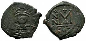 Heraclius, 610-641 AD. AE Follis - 40 Nummi (27mm, 9.92g). Cyzicus mint, 1st officina. Dated RY ? D N ҺRACLIVS PЄRP AVG, helmeted and cuirassed bust f...