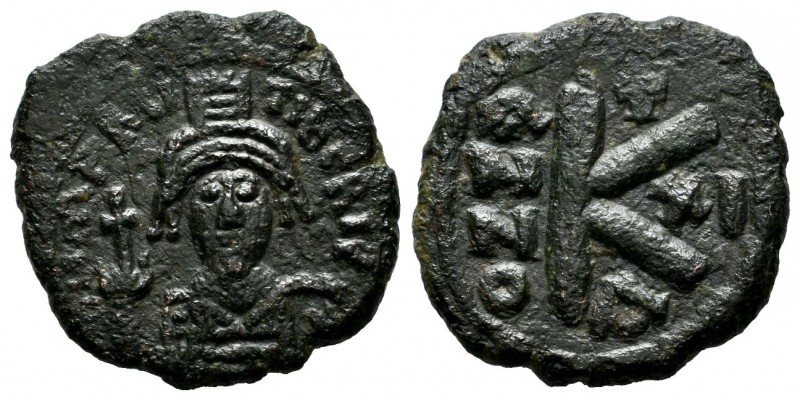 Maurice Tiberius, AD.582-602. AE Half Follis - 20 Nummi (20mm, 4.70g). Constanti...