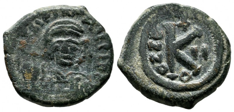 Maurice Tiberius, AD.582-602. AE Half Follis - 20 Nummi (20mm, 6.32g). Constanti...