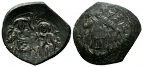 Michael VIII Palaeologos, 1261-1282 AD. AE Trachy (22mm, 2.65g). Constantinople mint. O AΓΙΟC ΔΗΜΗΤΡΙΟC, St. Demetrius standing facing, holding spear ...