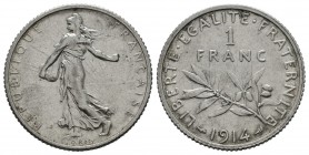 France. 3rd. Republic (1871-1940). Ar 1 Franc ''Semeuse'', 1914.